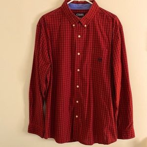 Chaps Men’s XL Easy Care Red/Black Button Down Business Casual Dress Shirt